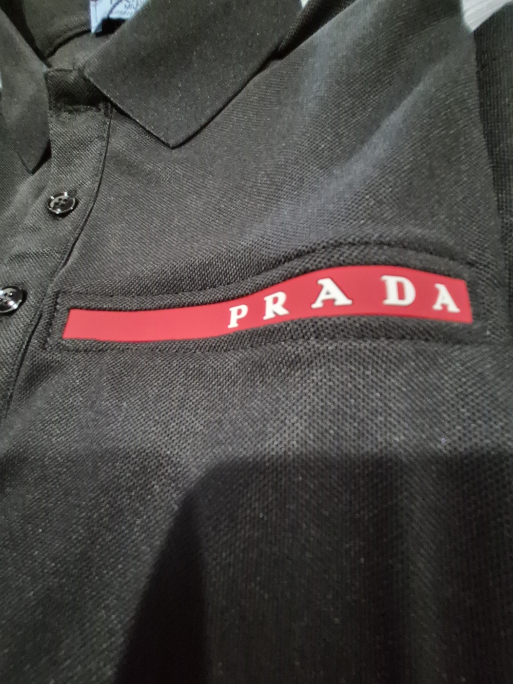 Prada Black Polo Shirt with Red Logo Accent - Picture 5 of 9